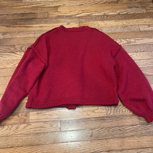 Amazon Deep Red Button-Up Cardigan - Picture 3 of 4